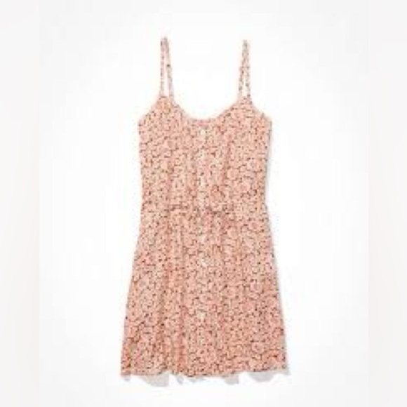American Eagle Floral Spaghetti Strap Button-Front Mini Dress Pink – Size Medium - Picture 6 of 6